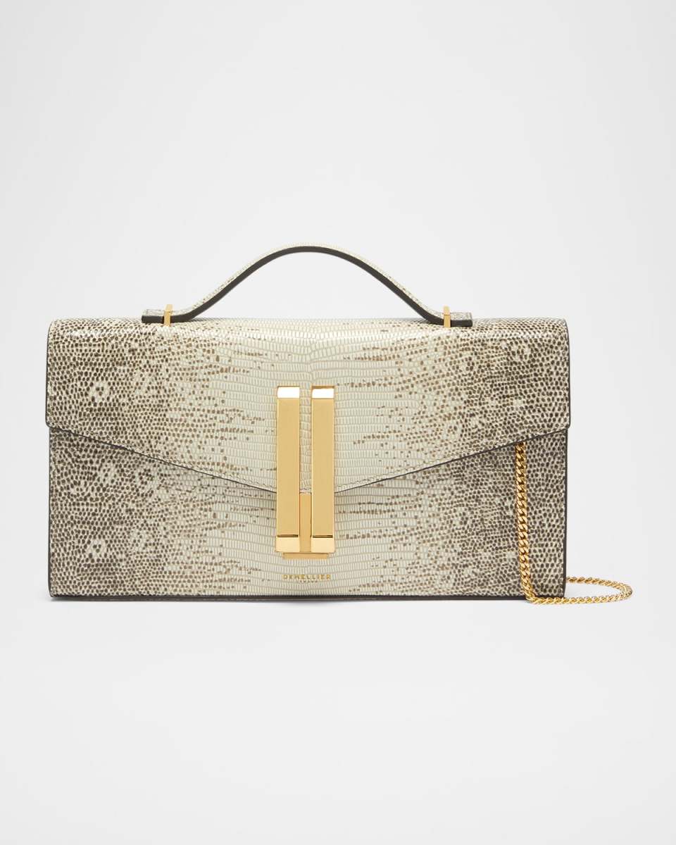 Vancouver Lizard-Embossed Leather Clutch Bag